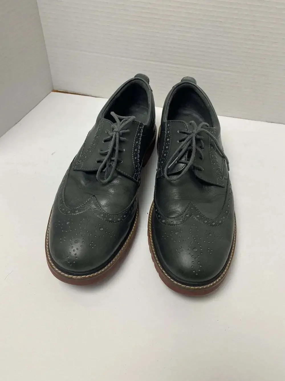 Rockport Lightweight Trutech Gray Topstitched Leather Wing Tips Lace Size 10